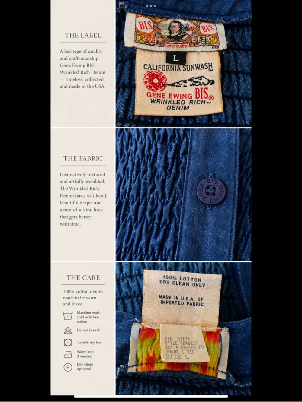 Vintage Wearable Art Textured Denim Jacket Gene Ewing BIS Japanese Minimalist L - Picture 10 of 16